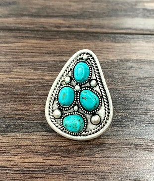 Adjustable Tear Drop Adjustable Turquoise Color Ring