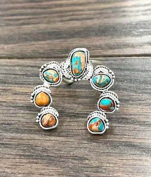 Adjustable Squash Turquoise Colored Ring