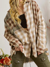 Multi Plaid Patchwork Raw Edge Casual Shirt