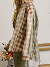 Multi Plaid Patchwork Raw Edge Casual Shirt