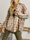 Multi Plaid Patchwork Raw Edge Casual Shirt