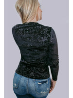 Tooled Leather Velvet Top