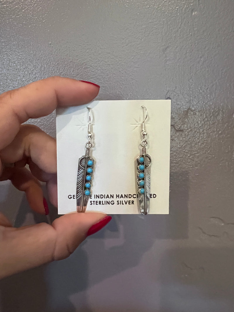 Feather turquoise earrings