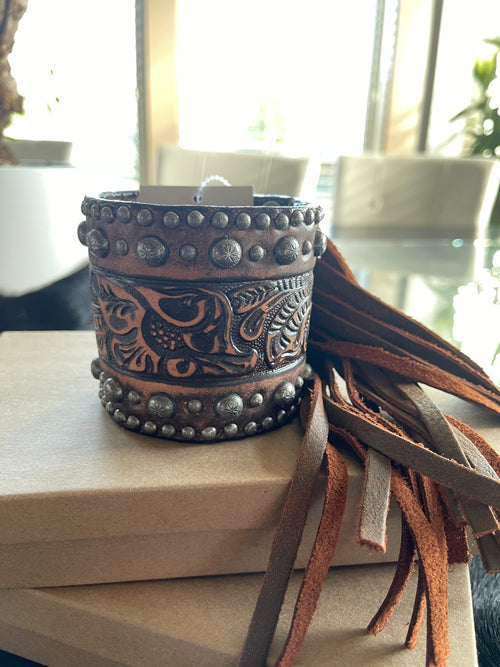 Double J Saddlery - 3” Brown Vintage Cuff