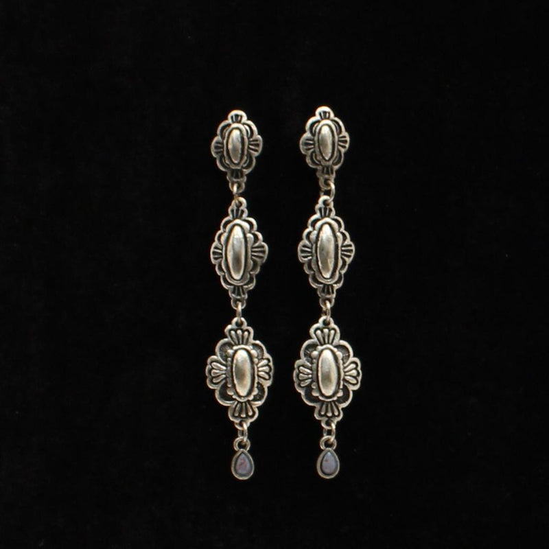 BLAZIN ROXX EARRINGS 3 TIER BLUE STONE