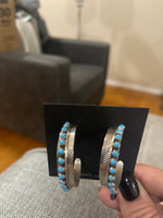 Turquoise Sterling Feather Hoop